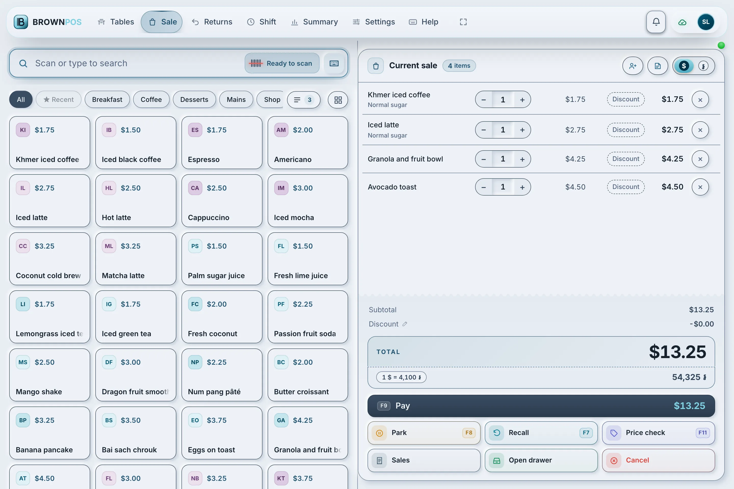 Cambodia POS System — The same till in the Soft style, quiet light and shadow with clear edges